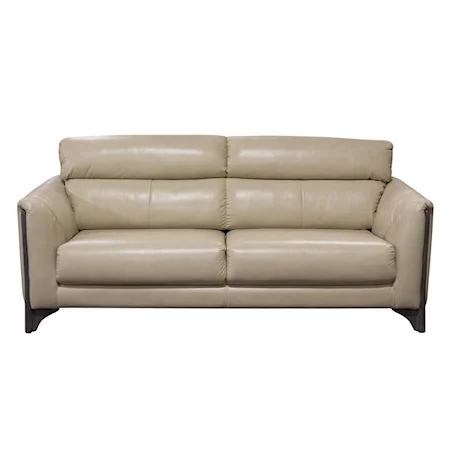 Sofa in Blended Leather with Ash Wood Trim & Leg